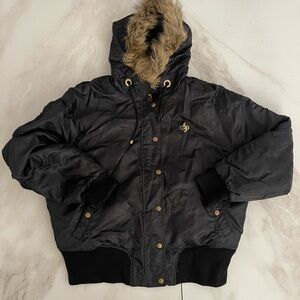 South Pole Woman’s Puffer Jacket with Faux Fur Hood